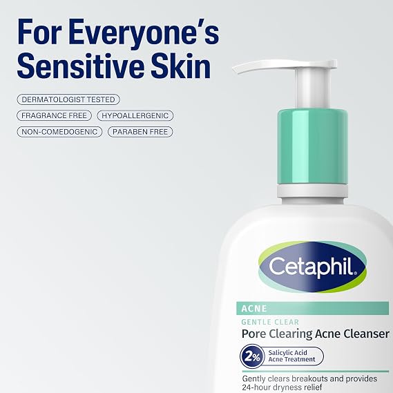Cetaphil Gentle Clear Acne Foaming Face Wash, 2% Salicylic Acid, 8oz