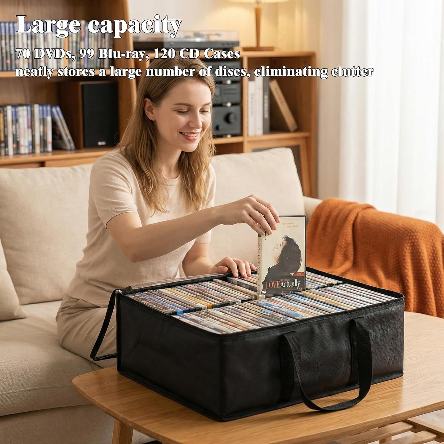 DVD Blu-ray Storage Bags, 3 Pack DVD Storage Boxes Hold 210 DVD Cases (70 Each), Highly Clear Media Storage Plastic Organizers for VHS, Video Games, CDs - Image 7