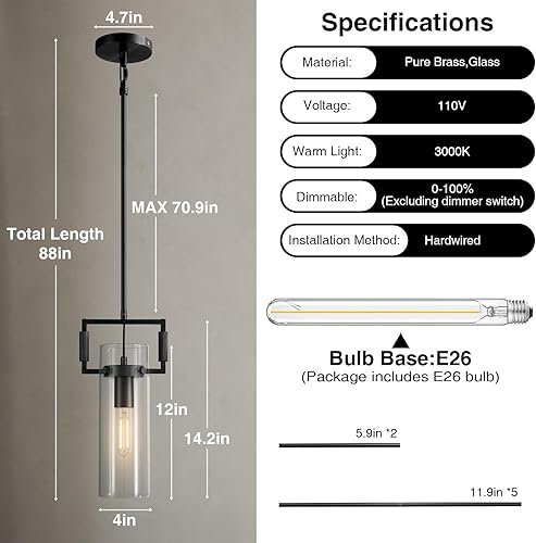 Miniatura 2 de Luces colgantes negras para isla de cocina, moderna lámpara colgante de cristal, iluminación colgante de cocina de 12 pulgadas sobre la isla, luces