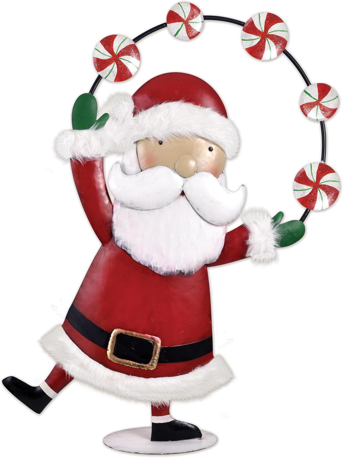 Sunset Vista Designs Merry and Bright - Metal Sculpture Minty The Candy Snowman, 25.5" Tall