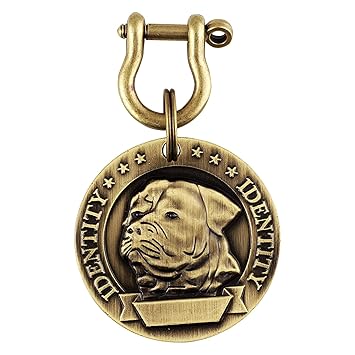 RvPaws Brass Round Shape Dog Print Collar Tag Cum Collar Charm for Dog & Puppy.