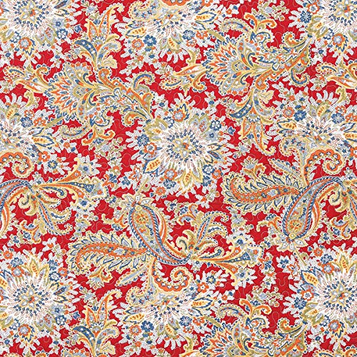 C&F Home Rhapsody Paisley Quilted Throw 48" X 60" Red Gold And Blue Paisley Reversable To Stripes Blanket Cotton Machine Washable Soft For Couch Sofa Or Bed 48X60 Inches Red #TOP1