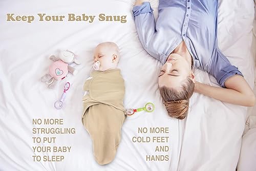 Miniatura 3 de Manta de bebé para niños y niñas, paquete de 3 pañales de tamaño mediano para recién nacidos de 0 a 3 meses, saco de dormir ajustable para bebés