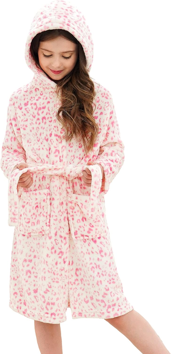Doctor Unicorn Soft Hooded Rainbow Bathrobe Sleepwear for Girls: Clothing, Shoes & Jewelry