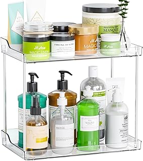 Yieach Clear Acrylic Bathroom Counter Organizers and Storage Tray, 2 Tie...
