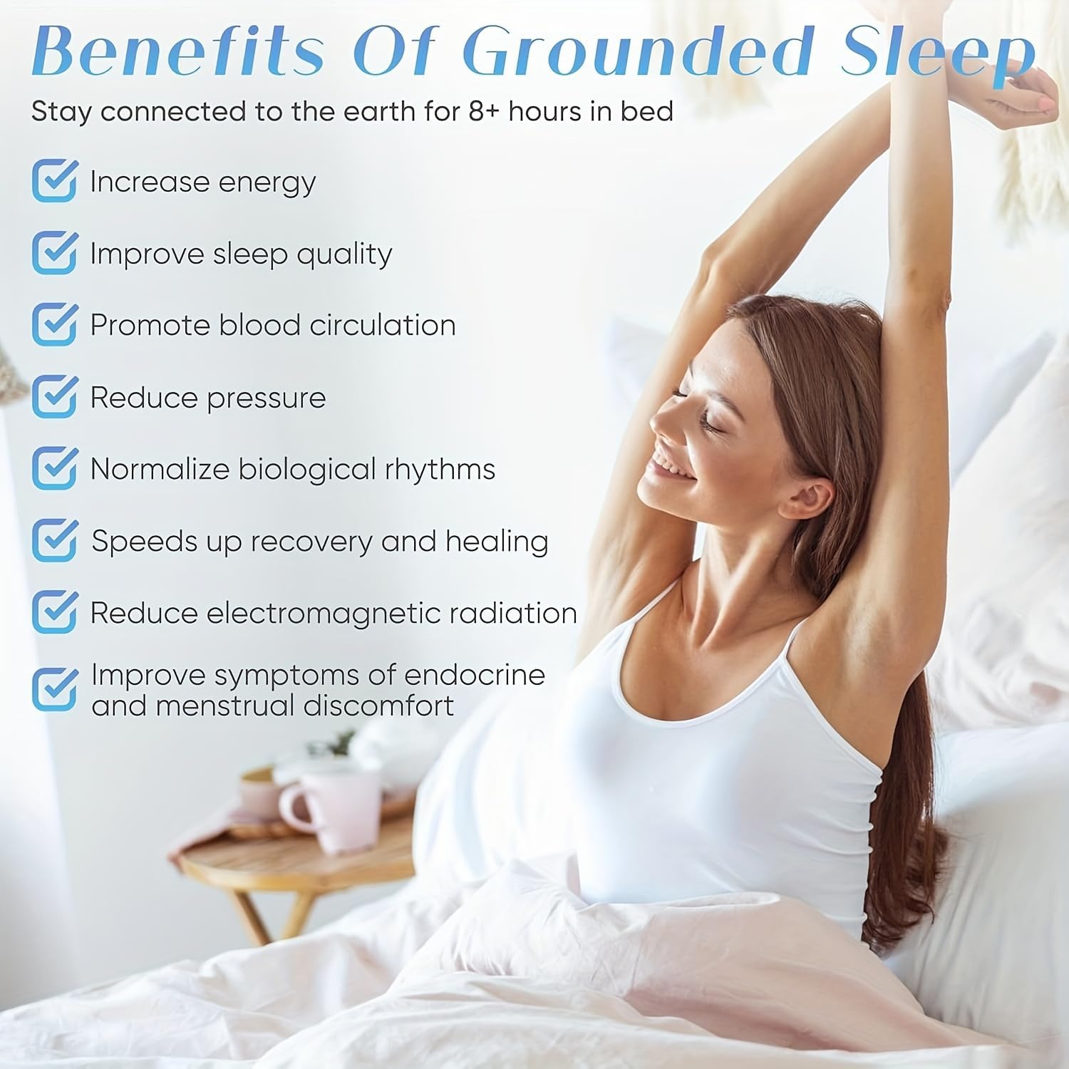 Grounding Sheets, 95% Organic Cotton + 5% Silver Fiber, Earth Connected Fitted Sheet with Grounding Cord (Gray, Twin XL)
