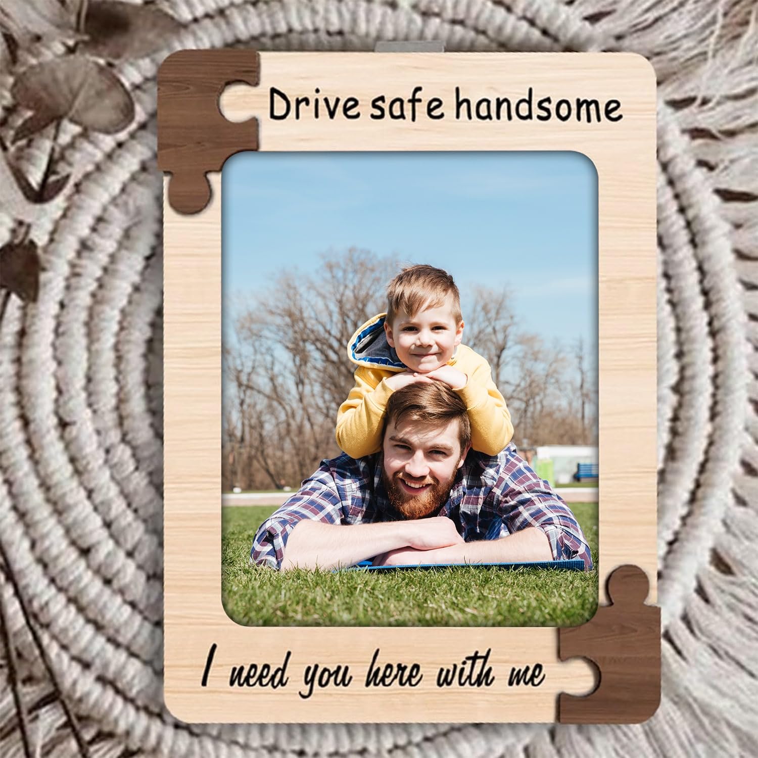 Drive Safe I Need You Here With Me Visor Clip Photo Frame, Drive Safe Picture Frame Car Visor Clip, Car Visor Clip, Father's Day Gifts, Gift For Dad From Daughter, Father's Day Gifts For Dad