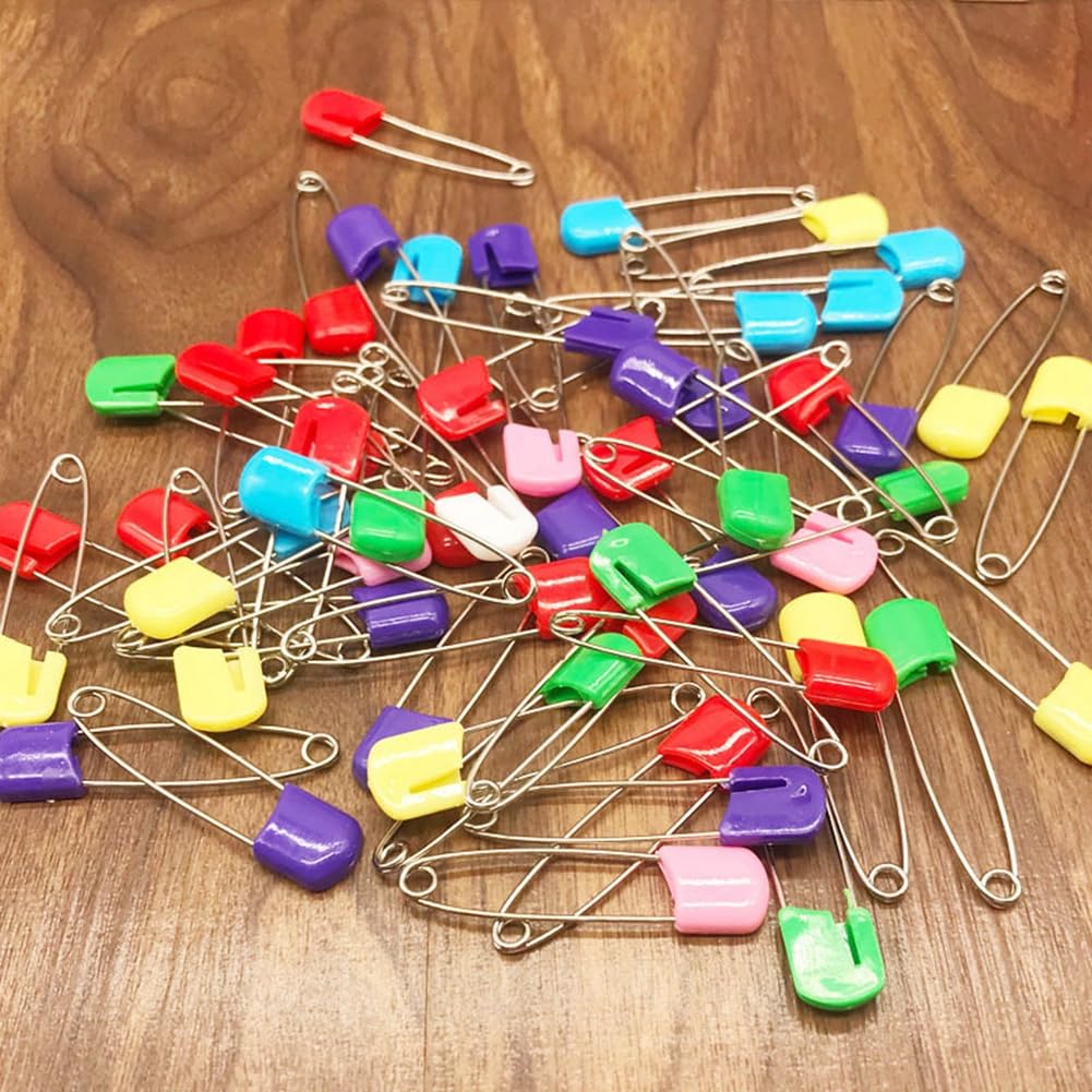 50 unidades de 54 mm multicolor para niños, imperdibles de seguridad de acero inoxidable, alfileres para pañales con cierre de bloqueo, agujas de seguridad para niños, para coser ropa