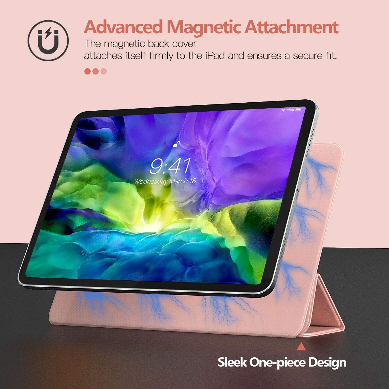 TiMOVO Case for New iPad Pro 11 Inch 2020 (2nd Generation), Strong Magnetic Trifold Stand Case Cover with Auto Sleep/Wake Fit iPad Pro 11" 2020 Release [Support Apple Pencil Pair & Charging],Rose Gold
