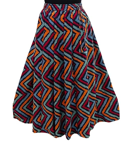 Women's Cotton Flared Long Skirt (Multicolured; Waist Size: 26