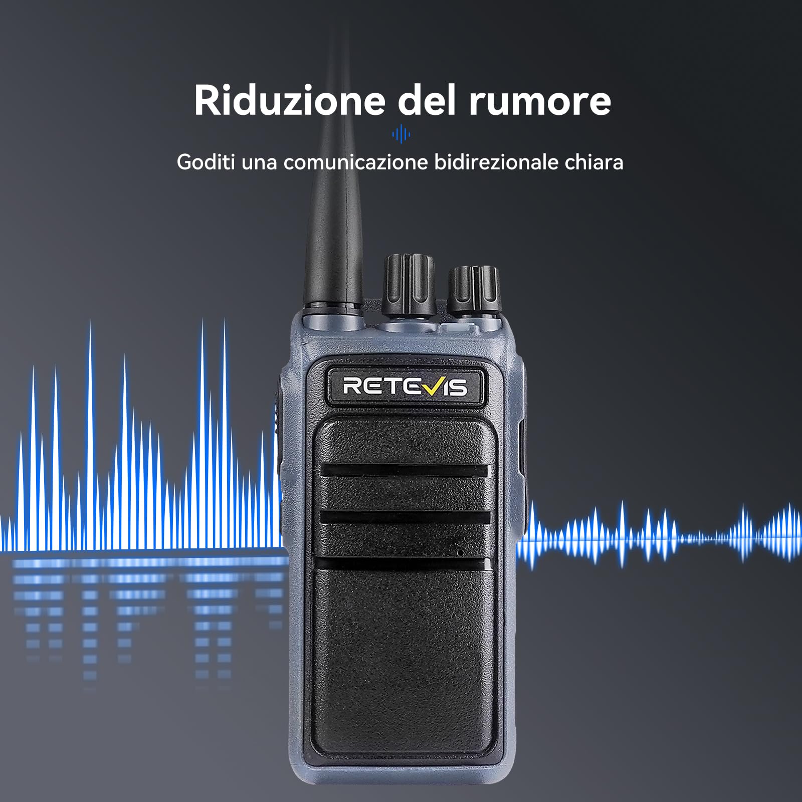 Retevis C64 Walkie Talkie Lunga Distanza, Radio Bidirezionali con Riconoscimento Vocale Intelligente, Riduzione del Rumore, Radio Portatile con Auricolare per Ristoranti, Hotel (Nero, 4 Pezzi)