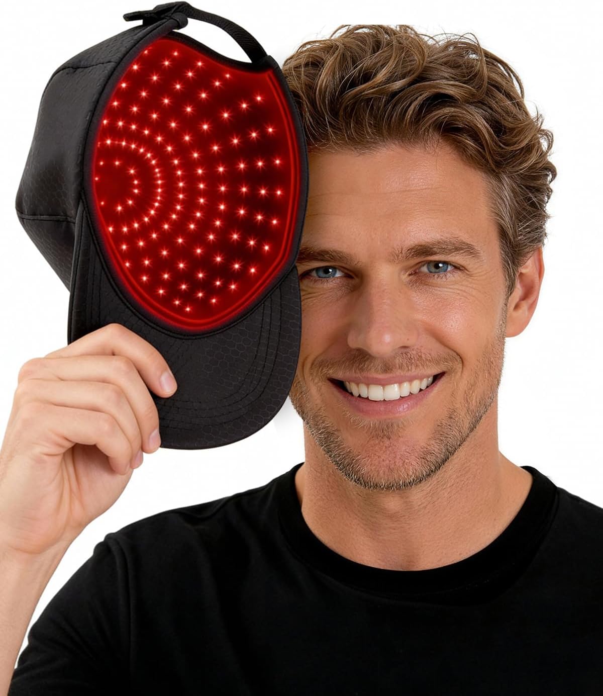 Red Light Cap for Hair: Rechargeable 2000mAh Cordless Heating Device, Multi-Mode Settings, No Noise, Portable Red Light Hat for Youthful Confidence (Black)