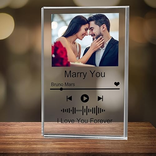 Miniatura 10 de Uoffice5 Canción acrílica personalizada con foto, cubierta de álbum de música personalizada, placa de vidrio personalizada, regalos para el día de