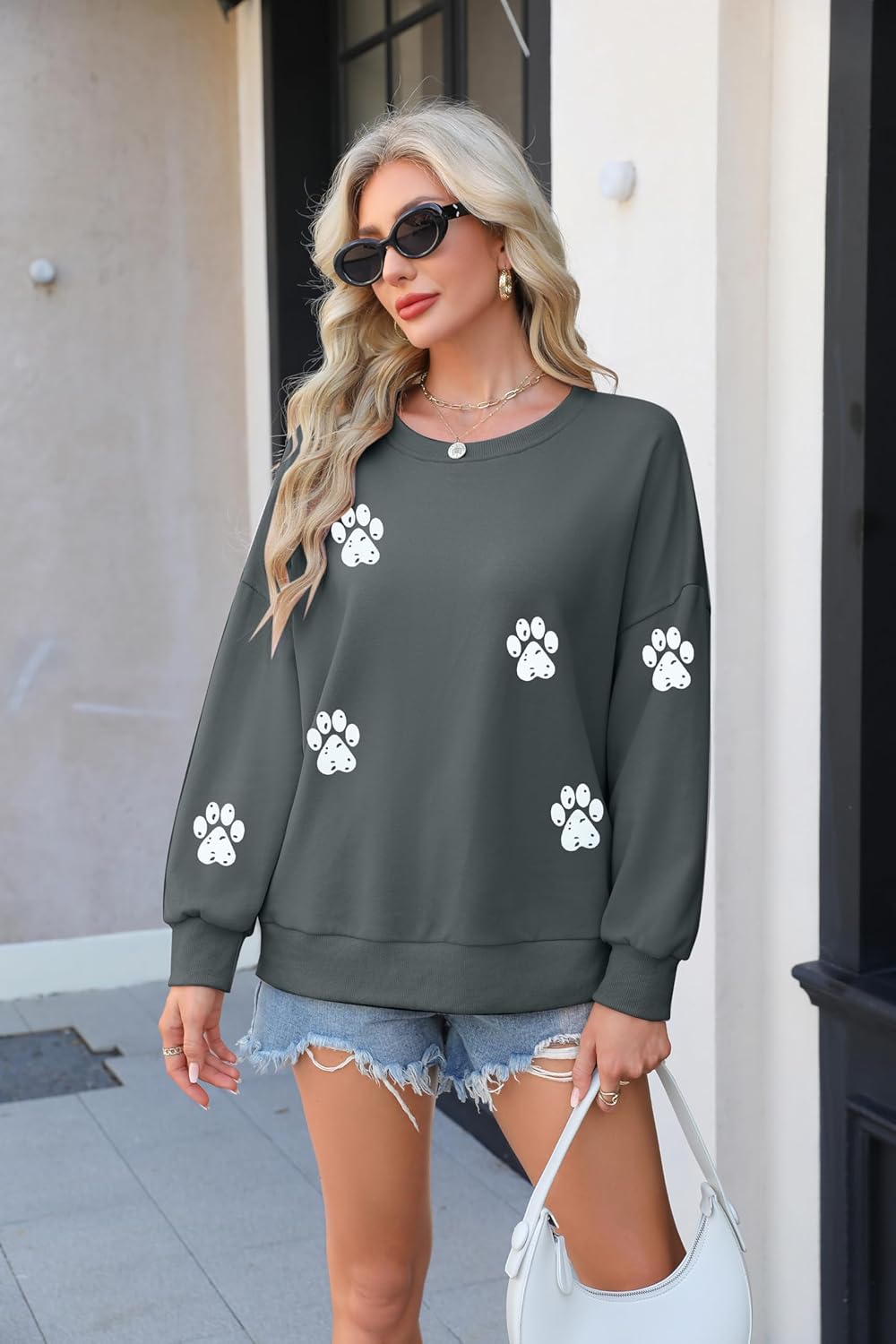 VILOVE Dog Mom Sweatshirt Women Dog Paw Print Cute Sweatshirt Funny Graphic Sweatshirts Dog Mama Long Sleeve Tees Tops - Image 5