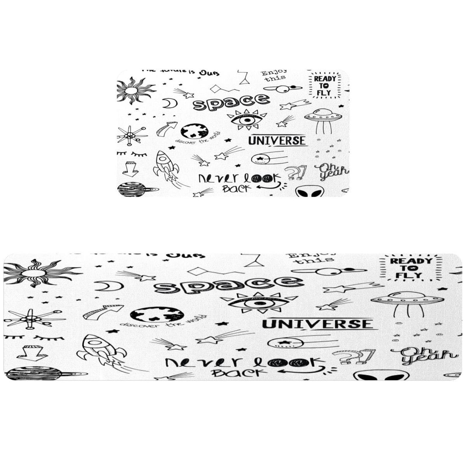 Alfombra de cocina antideslizante VAPOKF juego de 2 alfombras lavables universo espacial