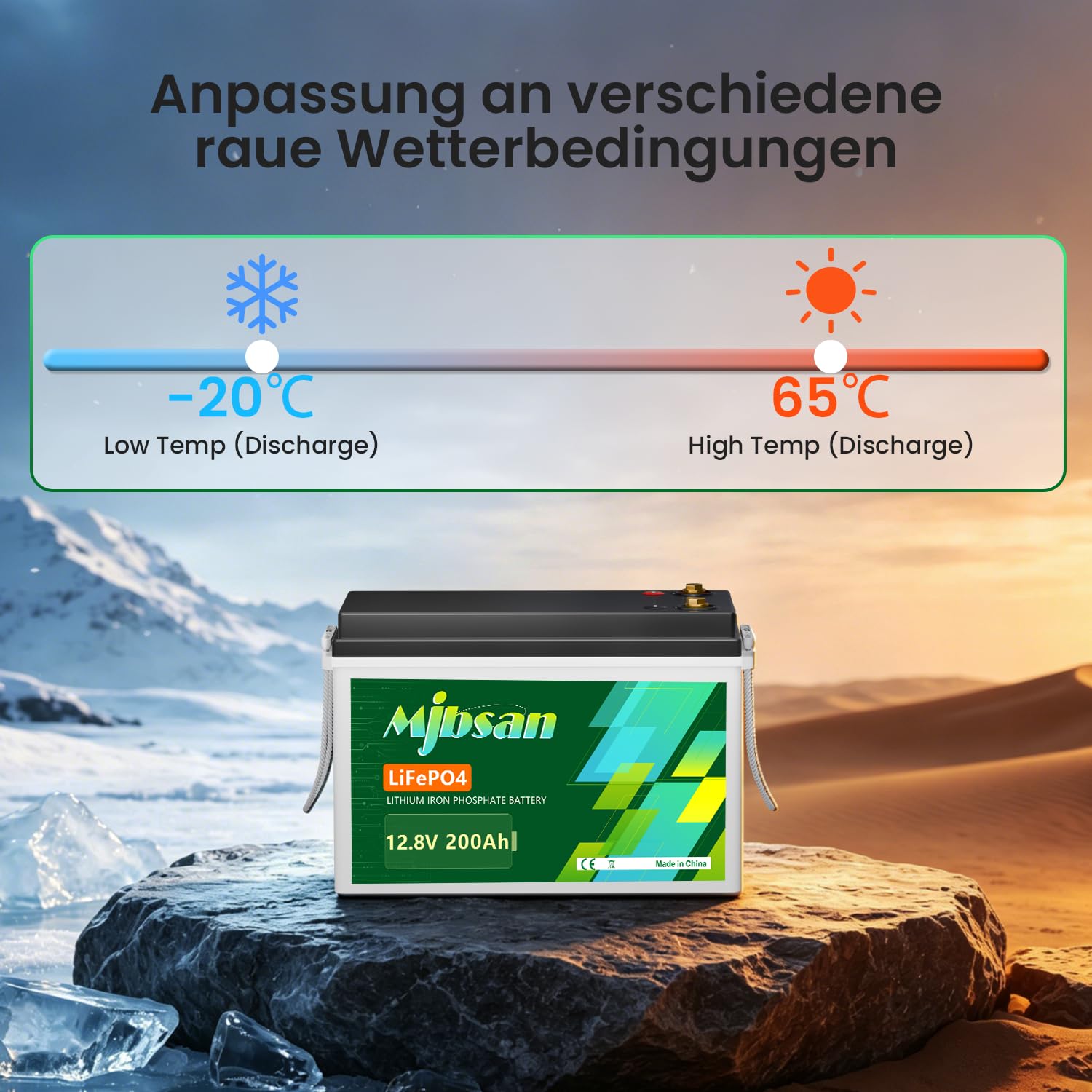 Mjbsan 12V LiFePO4 200Ah akumulator samochodowy z wbudowanym Bluetooth, 200A BMS, 2560Wh akumulator cyklu głębokiego, litowy, ponad 8000 cykli, idealny do kampera, przyczepy solarnej, łodzi i kempingu