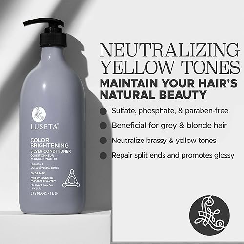 Miniatura 2 de Luseta - Acondicionador plateado iluminador de color para cabello plateado y gris, neutraliza los tonos cobrizos y amarillos, nutre las puntas