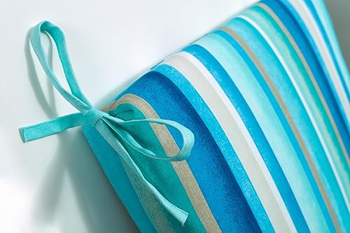 Miniatura 5 de Pillow Perfect Cojín cuadrado para silla esquinera de 1 pieza con respaldo sólido para interiores y exteriores, con lazos, asiento profundo,