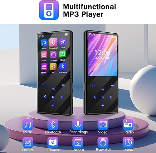 Miniatura 2 de Gueray Reproductor de MP3 de 128 GB Bluetooth Reproductor de MP3 con altavoces Soporte FM Radio Grabadora de voz Tarjeta TF Reproductor de música