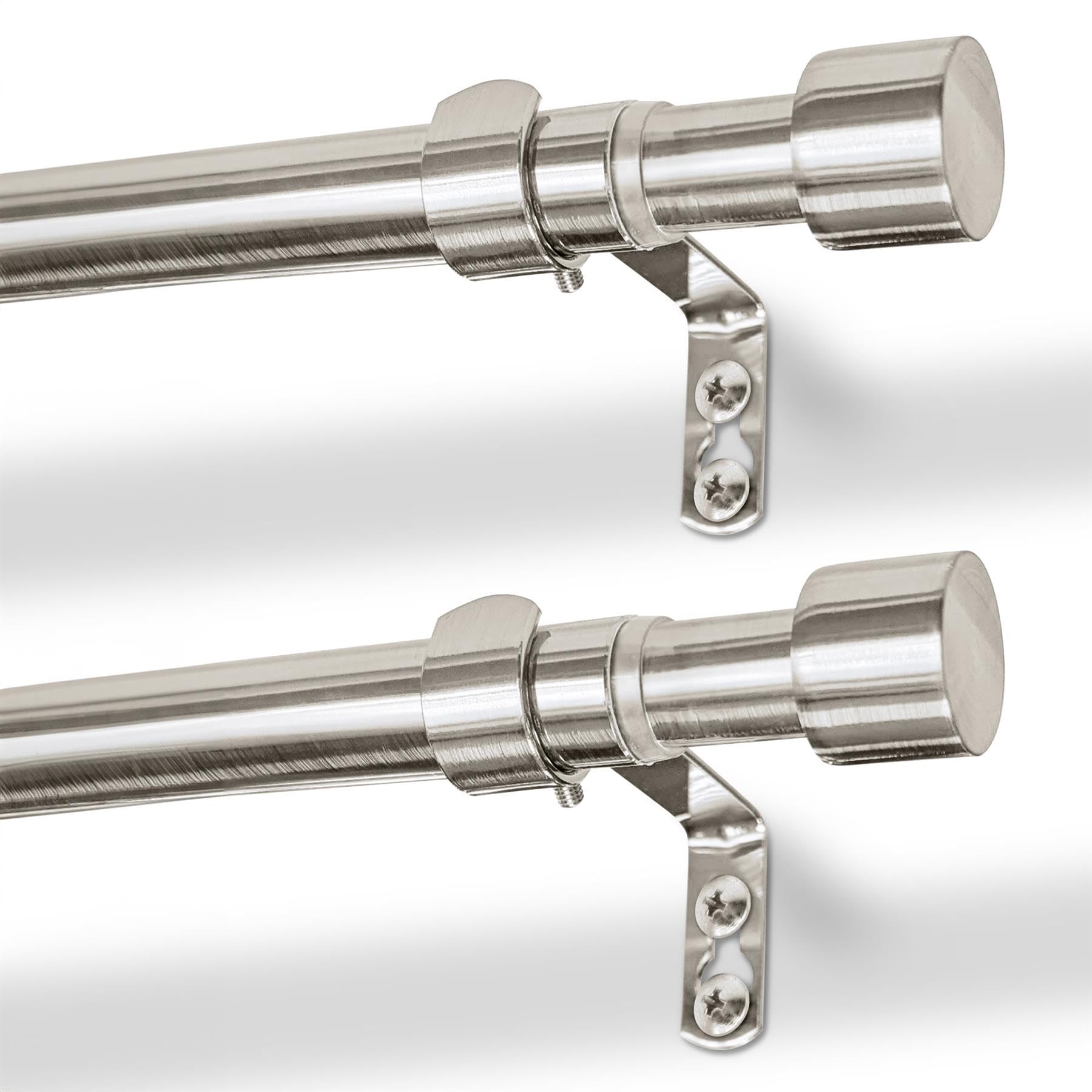 Harbour Housewares Metal Curtain Pole - Extendable - 83-120cm - Silver - Pack of 2