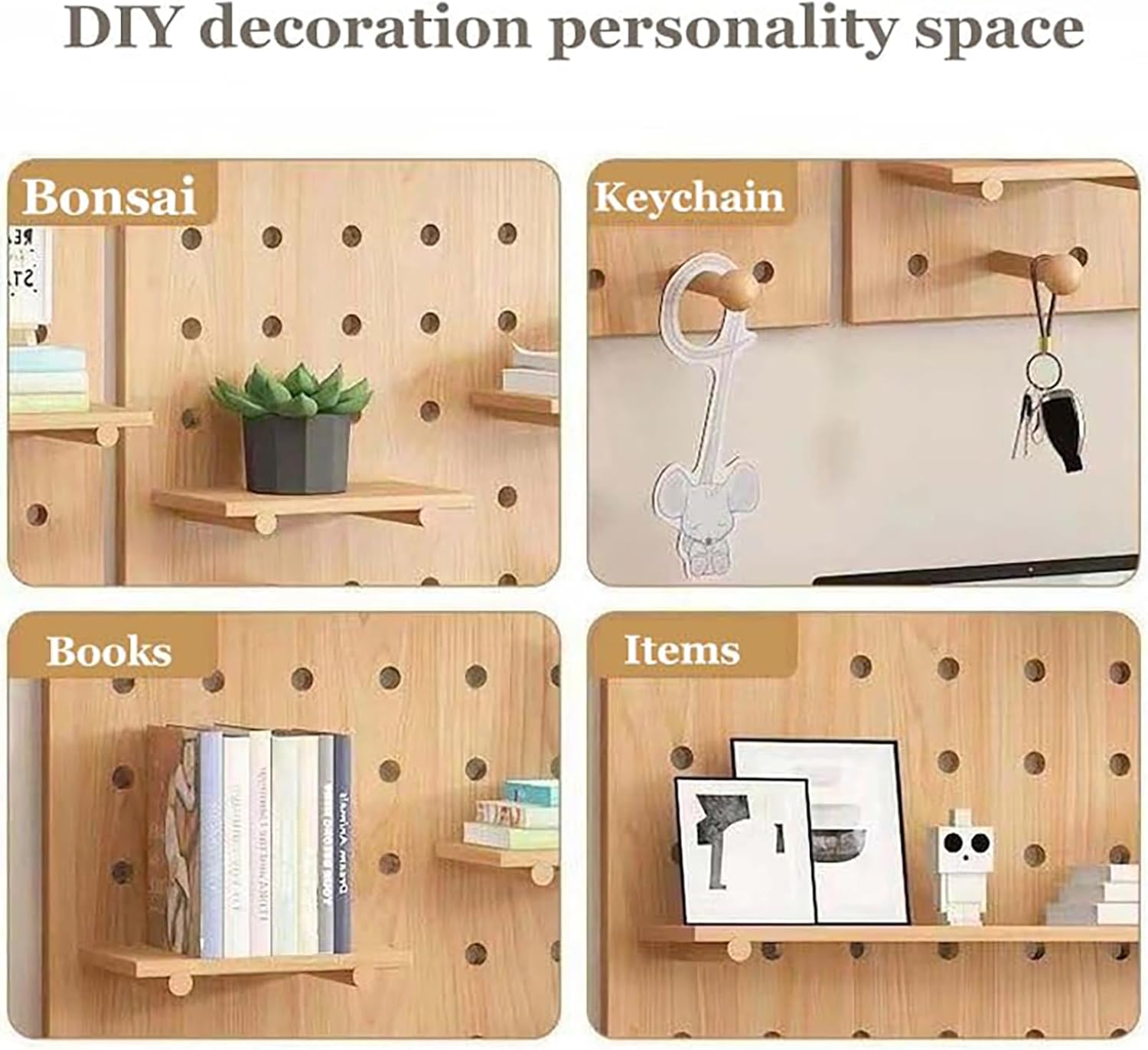 Wall-Mounted Arch Pegboard, Wooden Peg Board Display Shelf Storage Set, Modular Hanging Panel Kit for Wall Organizer, Crafts, Ornaments, Shop, Living Room, Office, Bedroom(15.8x23.6in, Green)