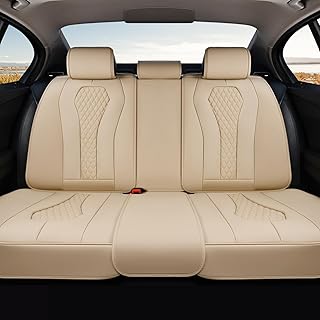 Coverado Automotive Seat Covers,Back Car Seat Cover,Rear Seat Cover,3-Pieces Luxury Car Seat Cushion,Beige Seat Cover Seat Protector Universal
