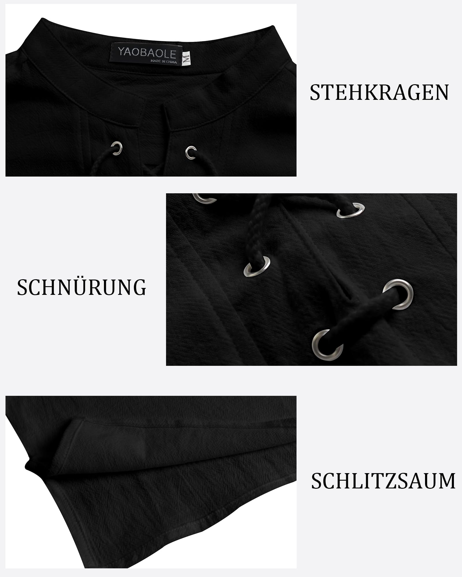 YAOBAOLE Camicia da uomo senza maniche medievale Viking Costume con lacci Renaissance Viktorian Steampunk Pirata Camicia Uomo
