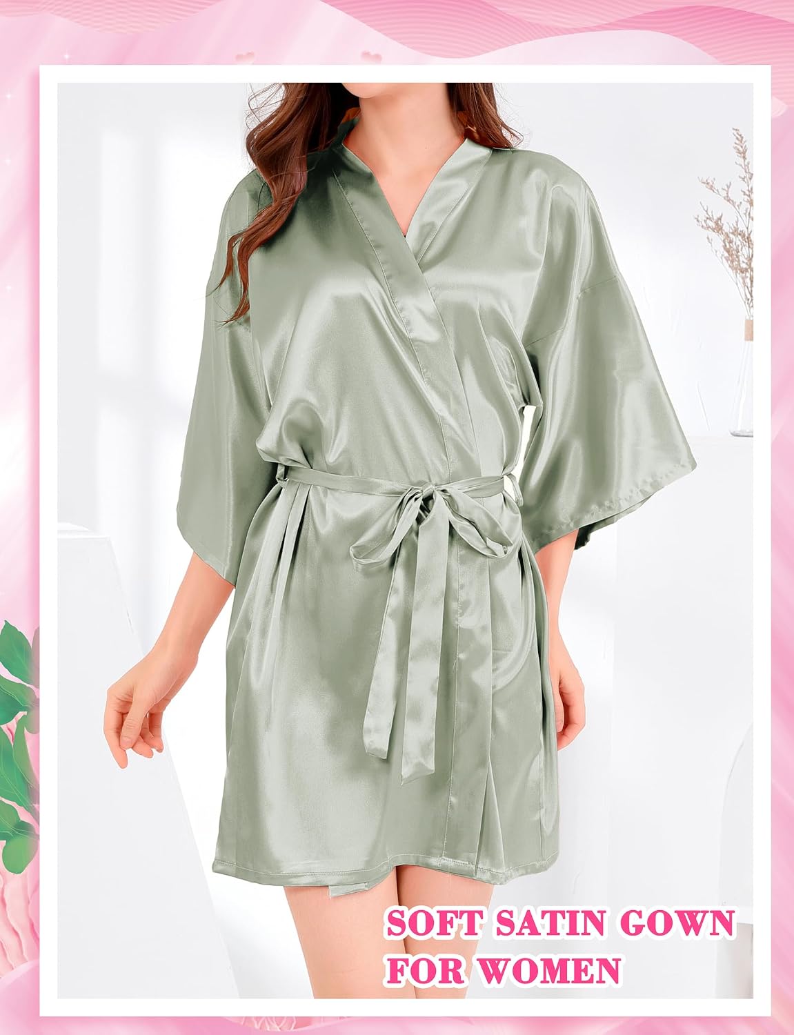 8 Pcs Bridesmaid Robe Sets Bride Silk Satin Robes Bridal Party Robes Short Getting Ready Outfits Wedding Sleepwear