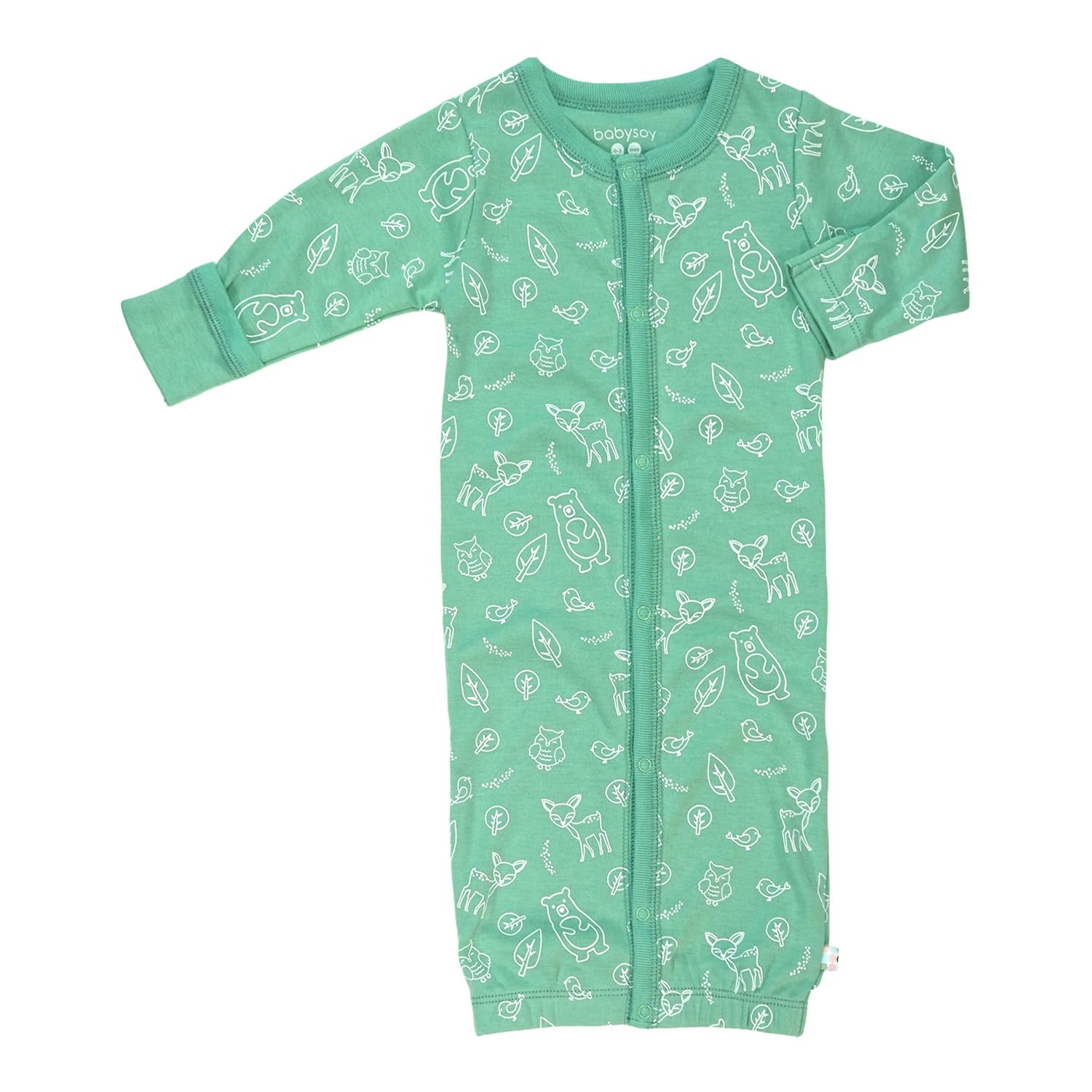 Babysoy Unisex Baby Long Sleeve Gown Sleep Sack, Ultra Soft Nightgown, Newborn Reversible Mittens