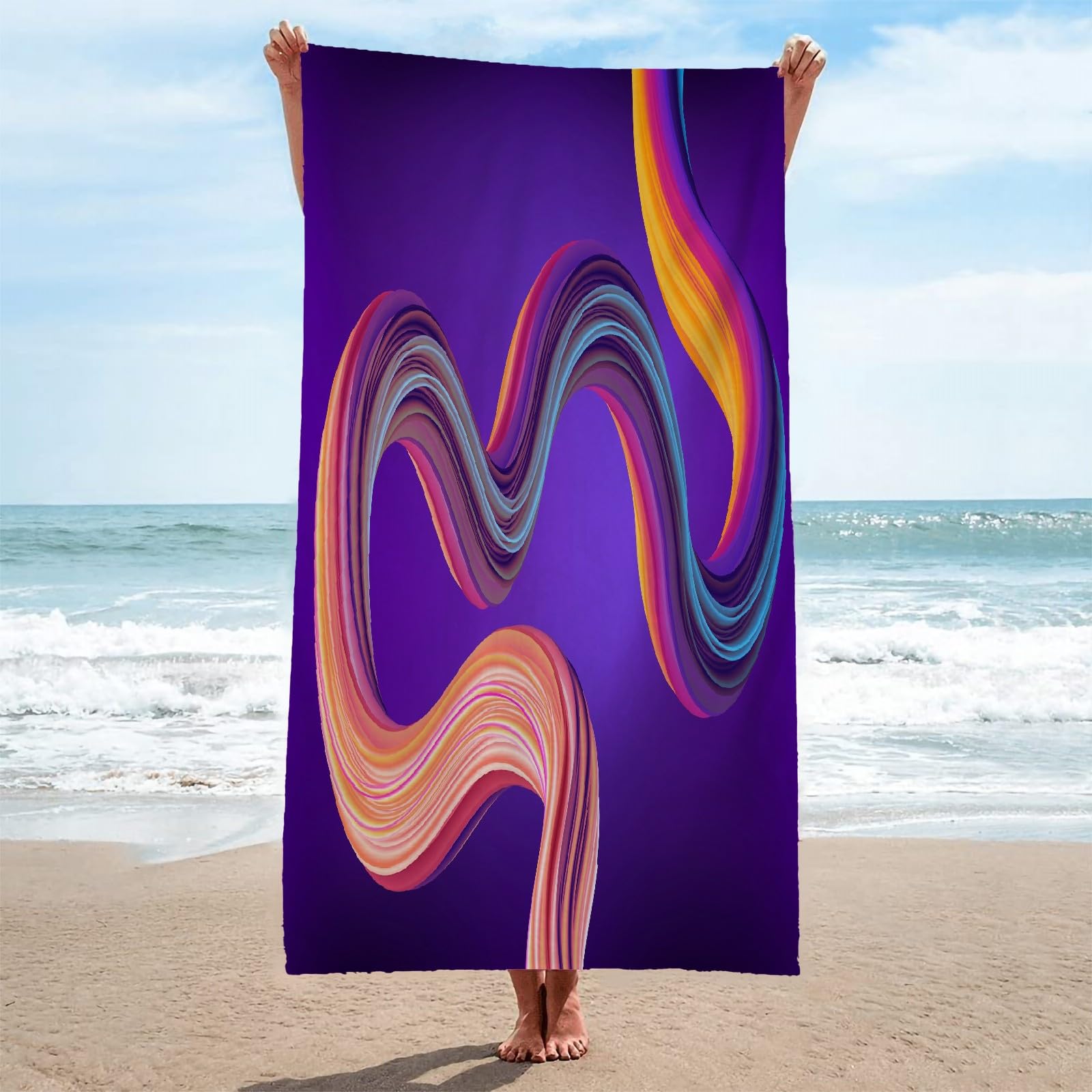 Toalla Playa PúRpura Toallas Playa Grande Microfibra Anti Arena LíNea Playa Toallas para NiñA NiñO Adulto Piscina Toalha de Praia Mujer Hombre 200x200cm