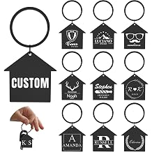 Custom Home Keychains, Pack 5-100 House Shaped Personalized Metal Keychains with Your Logo/Text