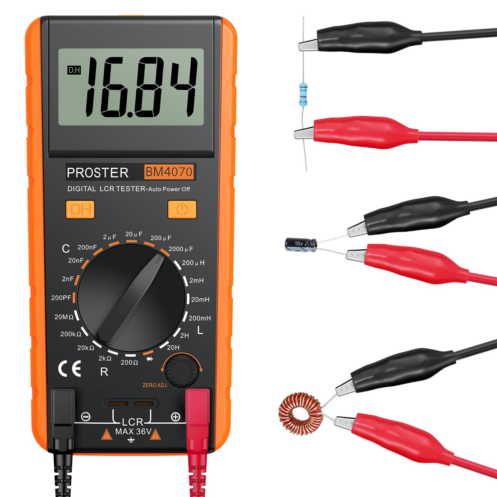 Proster LCR Meter Testeur Portable – Mesure Inductance Capacité Résistance avec Écran LCD 1999 Comptes – Appareil Professionnel de Diagnostic Électronique pour Laboratoire, Réparation PCB