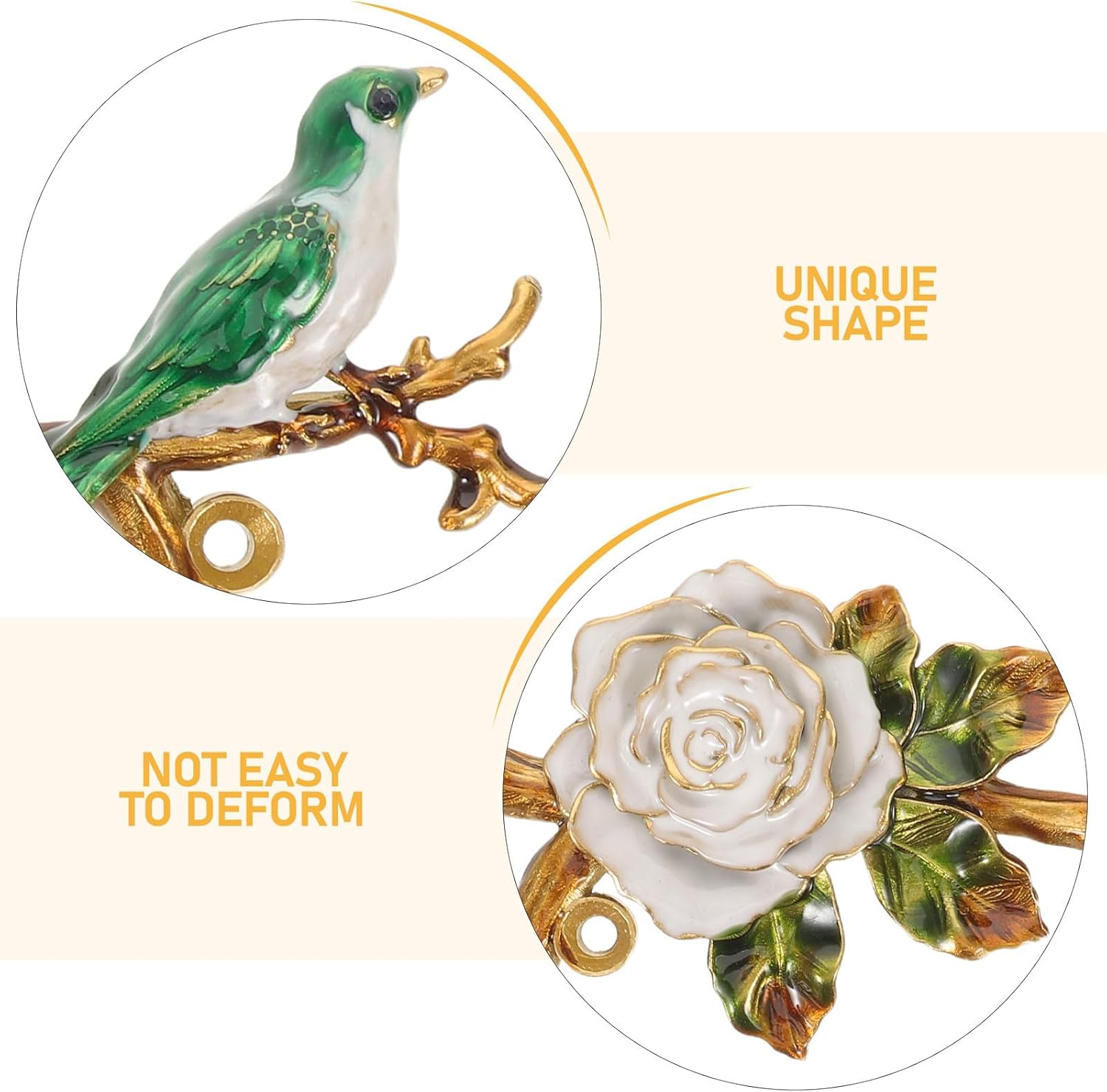 Cabilock Artistic Wall Mounted Hook: Bird On Flower Branch Wall Hook Hanger Rack - Dual Prong Coat Hat Hanger for Hanging Jackets Scarves Bags
