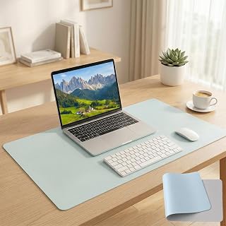 Extended Large Desk Mouse Pad 23.6 x 11.8 in, Double Sided Desk Mats for Laptop Keyboard and Mouse, Non Slip Desk Pad Waterproof Surface for Office Home(Green & Gray)