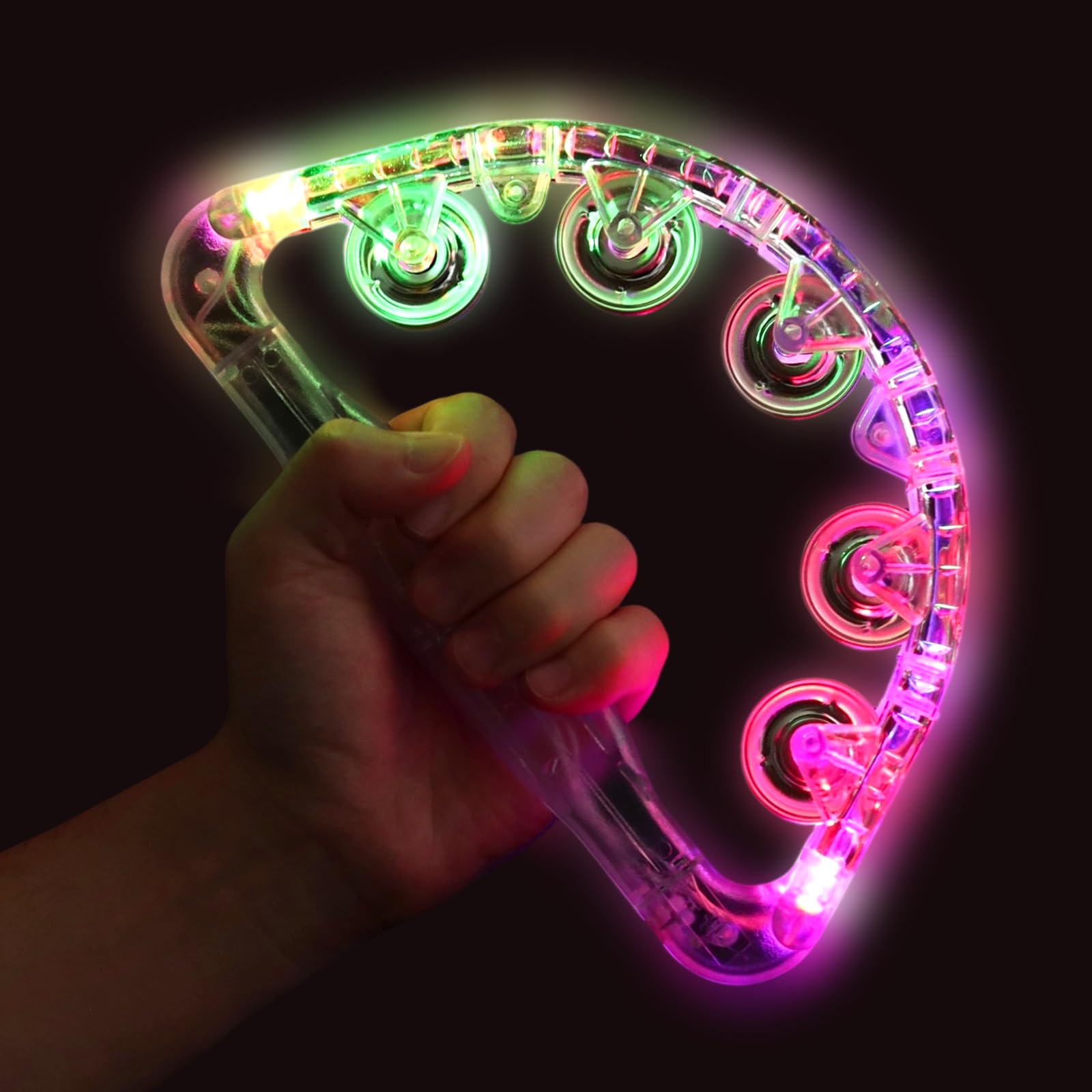 LED Light Up Musical Tambourines: Glow In The Dark Flashing Tambourine