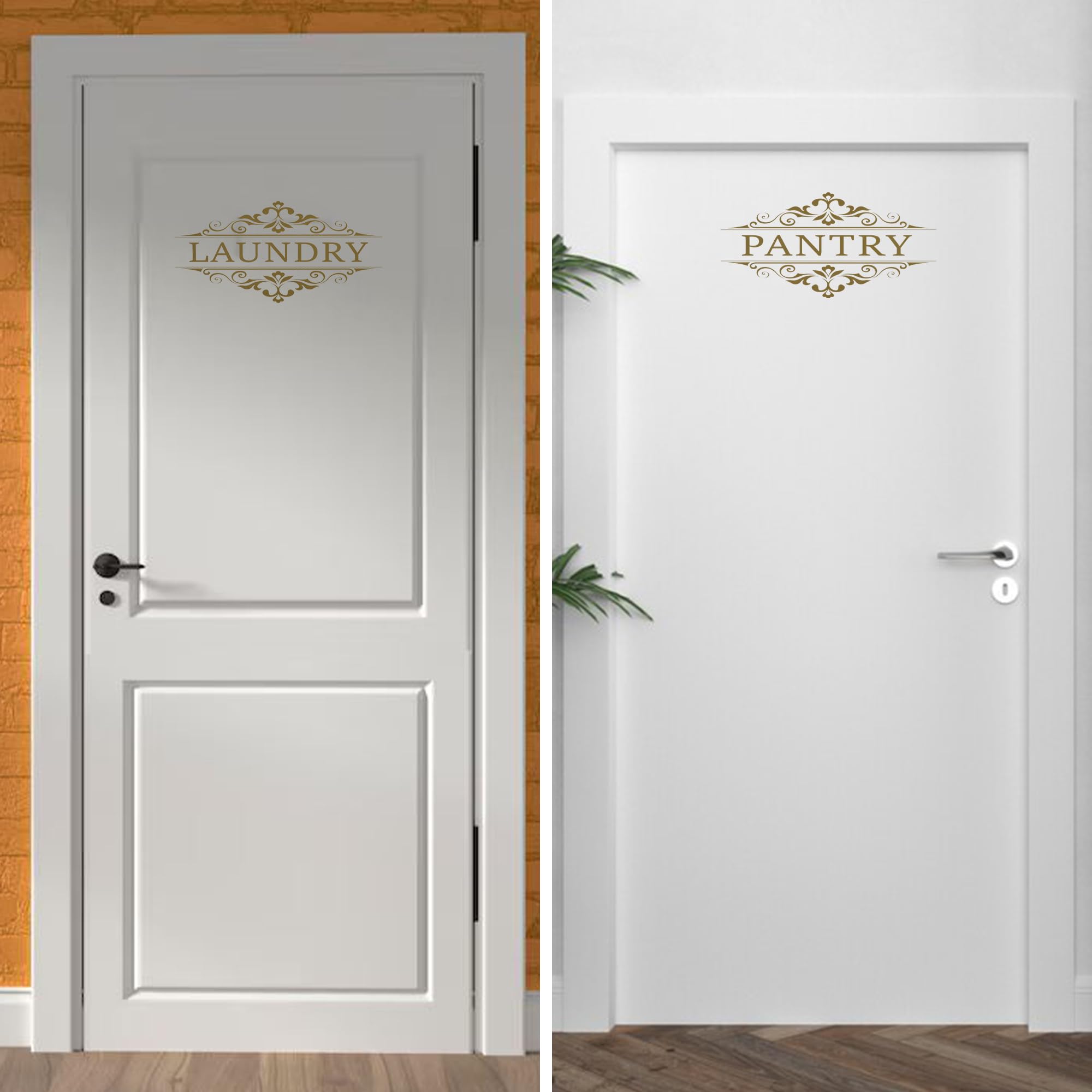 3 Piece Laundry Room Wall Stickers - Bathroom Pantry Door Decals (11.8x5.9 Inch Vinyl Signs)