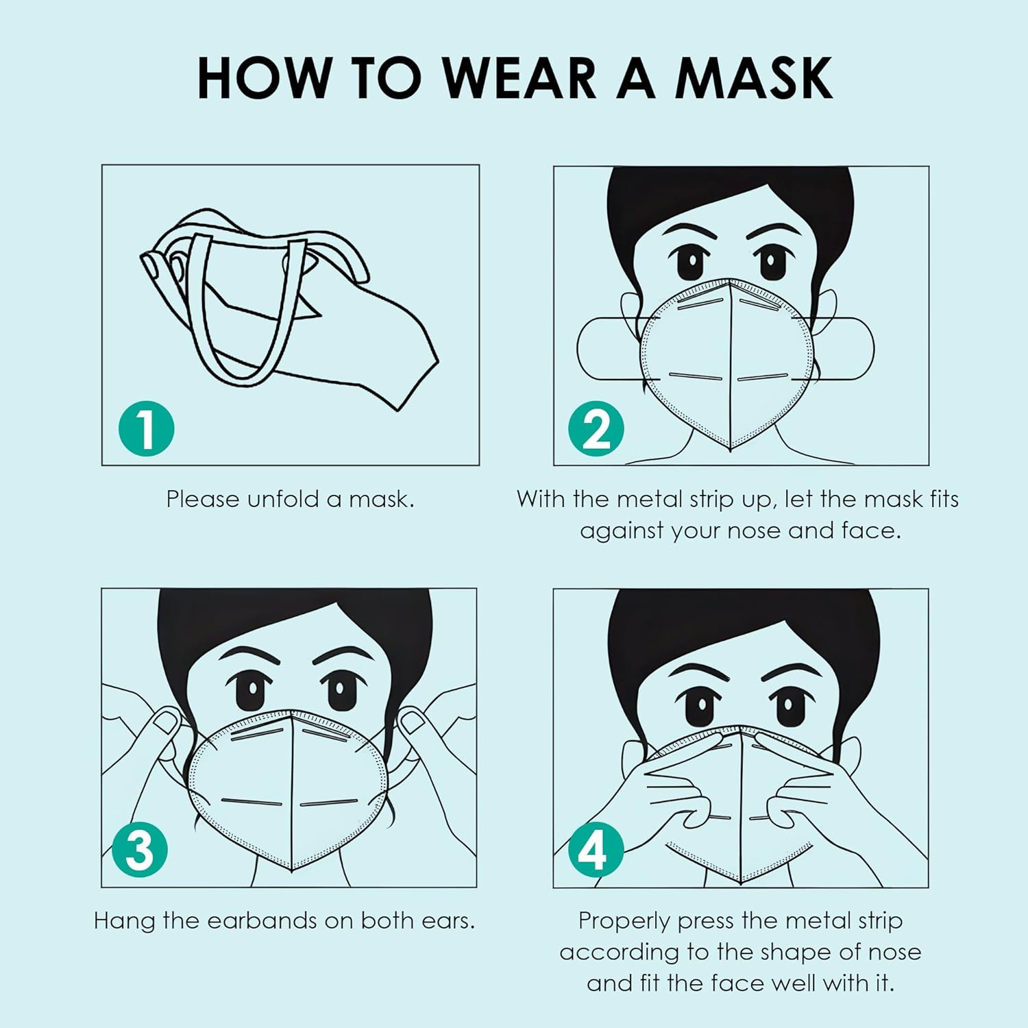 LEMENT KN95 Face Masks,100 Pack Breathable Cup Dust Disposable Masks For Adults,White