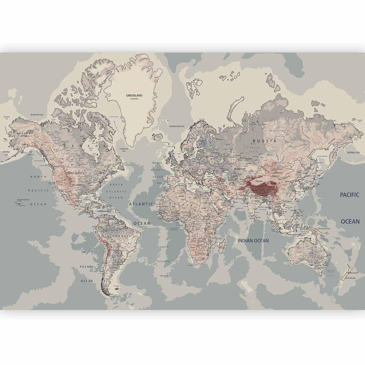 murando World map Photo Wallpaper 392x280 cm Peel and Stick Self-Adhesive Foil Print Wall Mural k-A-0061-a-c — image 1