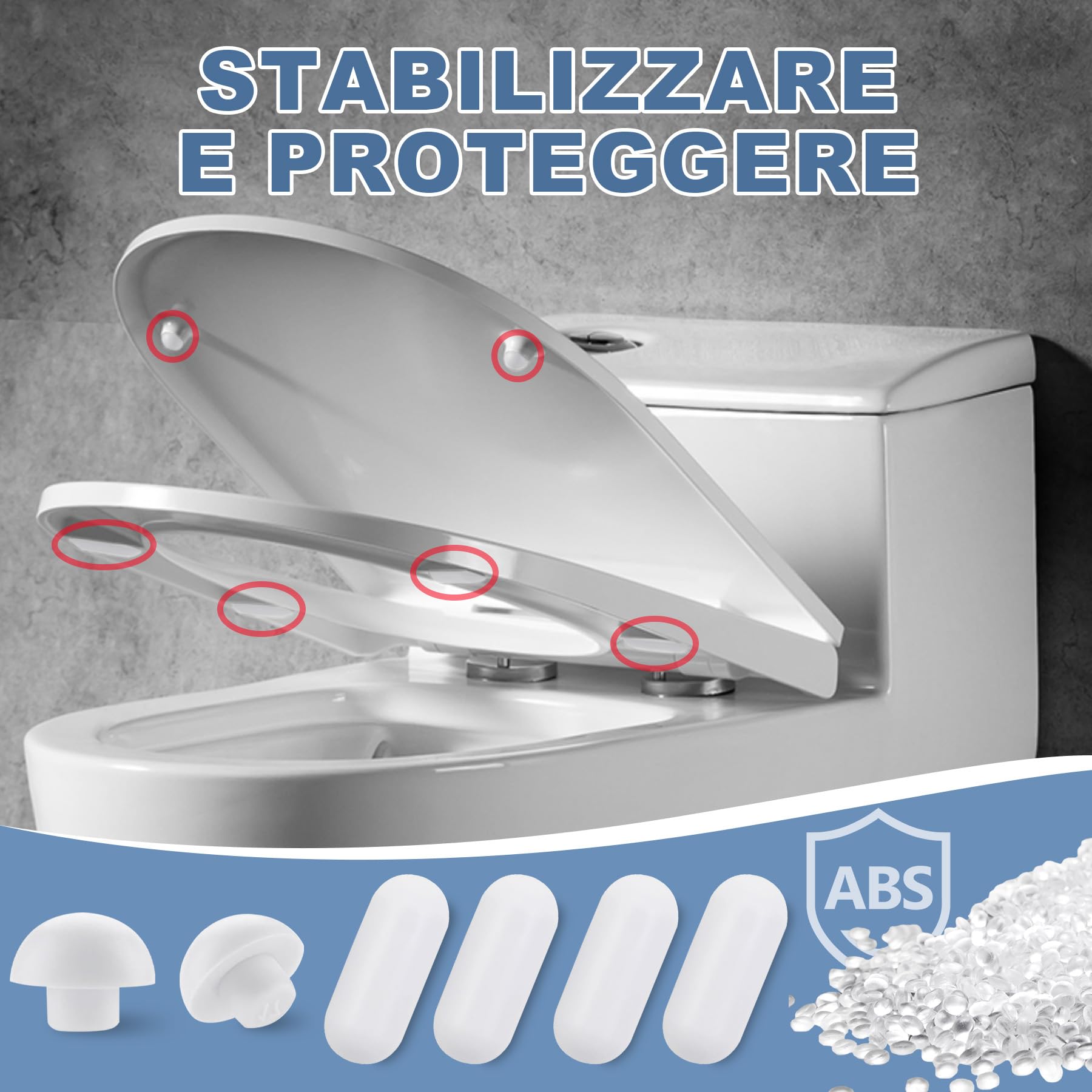 2 Set Paracolpi per Sedili WC a Incastro (12 Pezzi), Gommini di Ricambio Grigio senza Colla per Copriwater, Spessori in TPE e ABS per Ridurre Rumore e Vibrazioni, Ideale per Casa e Hotel(Bianco)