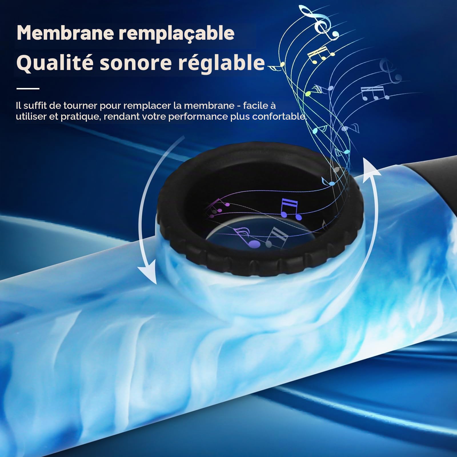 Kazoo Style Jade le Plus Récent, Ton Ajustable Kazoo Professionnel en Résine ABS avec Cinq Membranes de Flûte et Sangle pour Enfants, Adultes et Passionnés de Musique