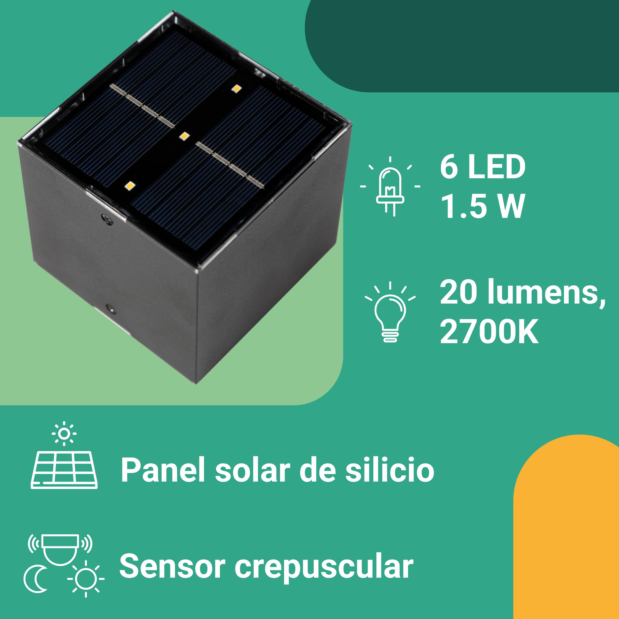 Proxinova Solar Aplique Pared Exterior LED, Lámparas de Doble Luz, Sensor Crepuscular, Para Iluminación Solar de Jardín, Lampara Exterior Solar, Impermeable IP65, Paquet de 2