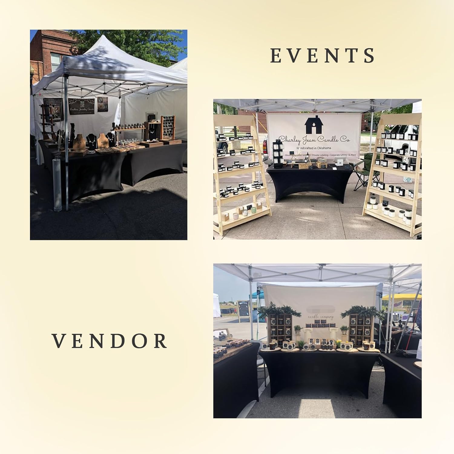 Table Cloths for 6 Foot Rectangle Tables, 6 Packs Spandex Table Covers 6ft at Manteles De Mesa De Tela para Fiestas/Graduation Decorations/Event/Wedding/Banquet/Party (Black, 72L x 30W x 30H Inch)