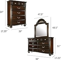 Vista 3 de 24/7 Shop at Home Syracuse - Juego de dormitorio de 6 piezas, tamaño Queen, nogal