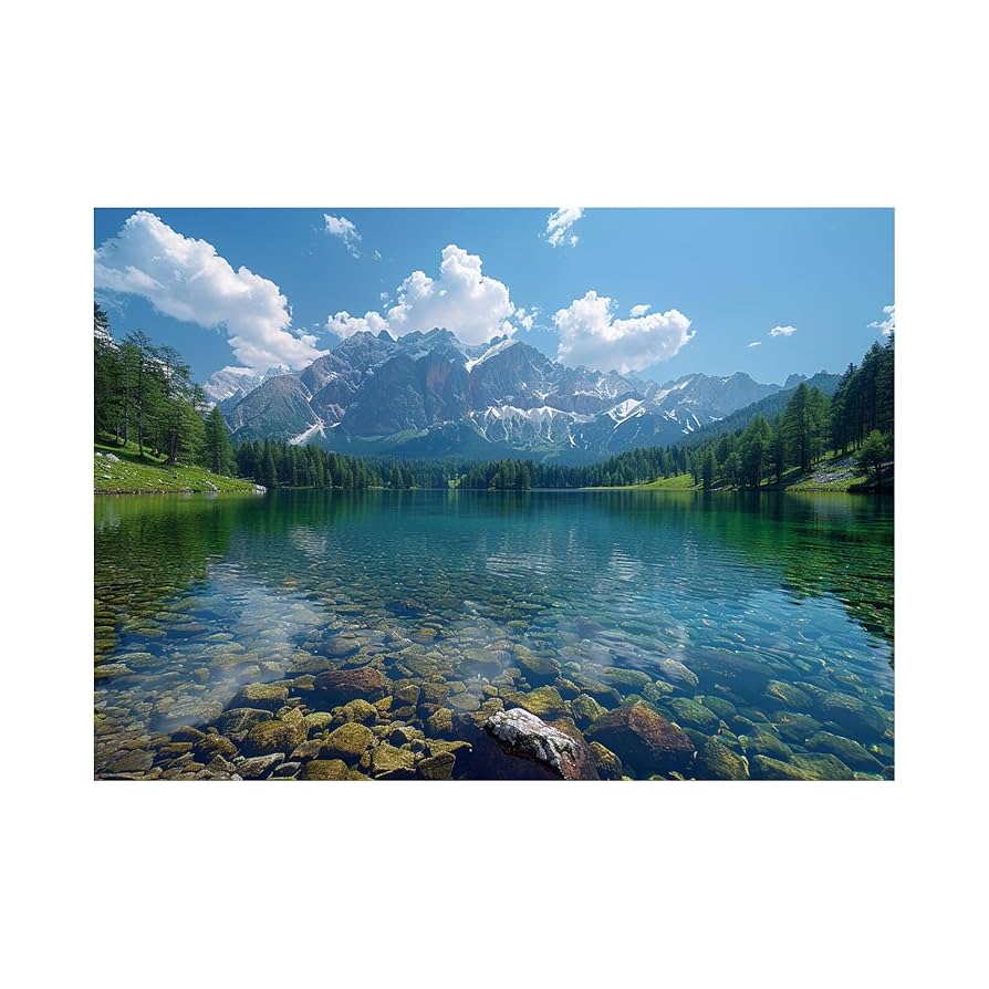 Amazon.co.jp: ZFXFHDR(へ楽ーツ) 森 絵画 絵 湖の風景