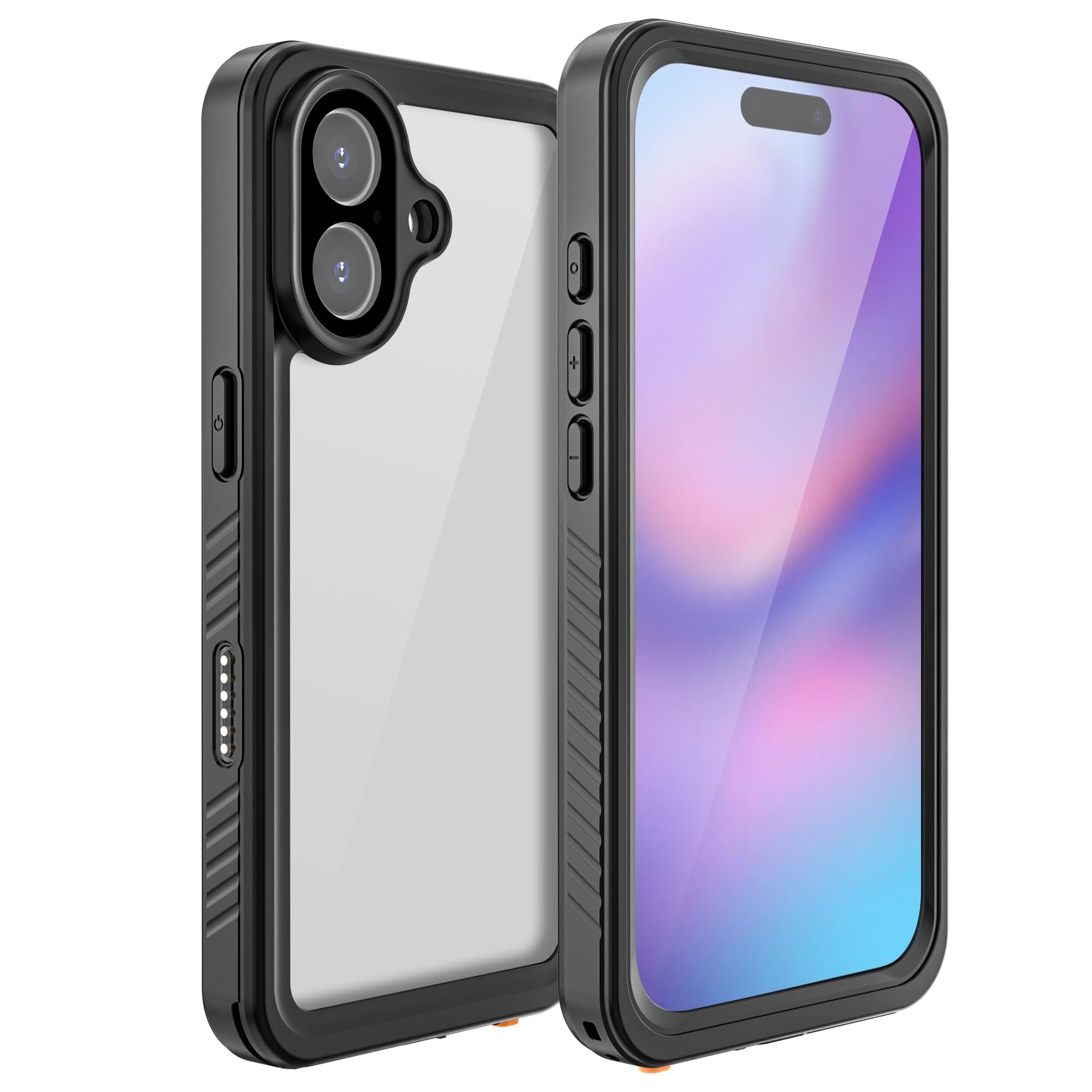 Kawasina iPhone 17 用 ケース 防水 耐衝撃 両面 360 全面保護 アイフォン17 フルカバー 米軍MIL規格取得 防雪 防塵 滑り止め ブラック