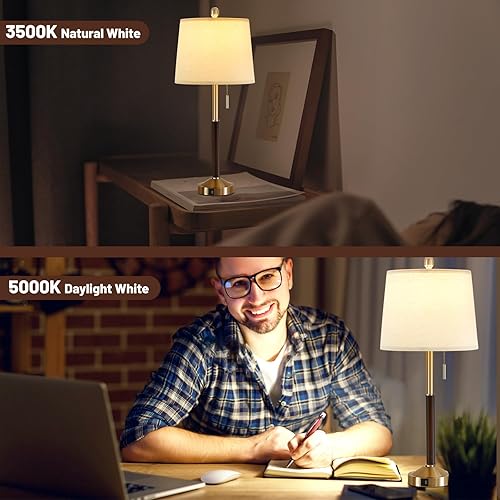 Miniatura 6 de Juego de 2 lámparas de mesa para mesita de noche, modernas lámparas de noche con puertos USB y tomacorrientes, lámpara de mesa para dormitorio con