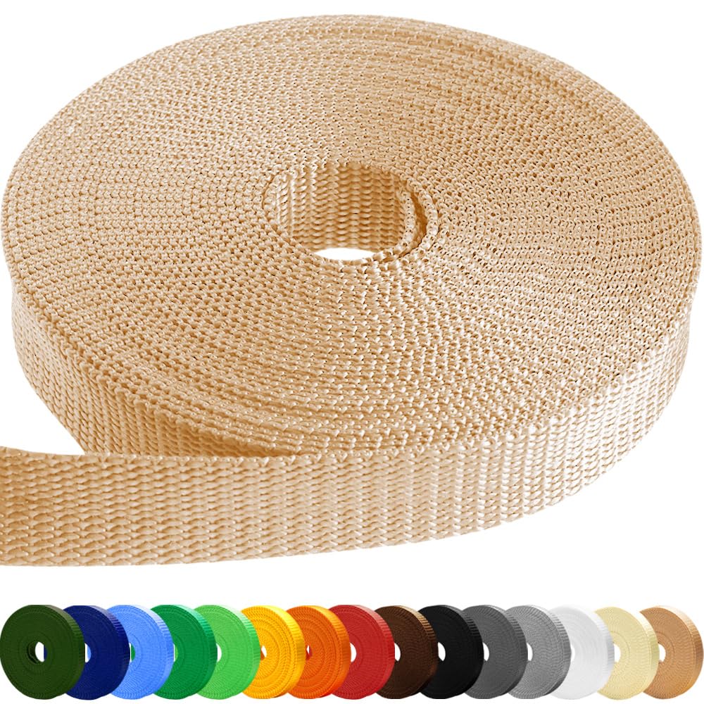 TECEUM 3/4" & 5/8" & 1" & 1.5" & 2" Webbing – 10 25 50 Yards – 40+ Colors – Heavy Duty 1 Inch 1.5 Inch 2 Inch Backpack Straps – Webbing for Outdoors