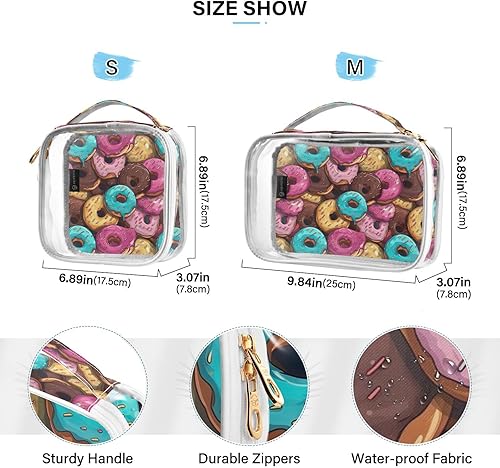 Miniatura 4 de Kawaii Donuts Clear Toiletry Bag for Traveling,2 Pack Makeup Cosmetic Bag with Zipper,Travel Bag for Toiletries,Travel Essentials 21214795