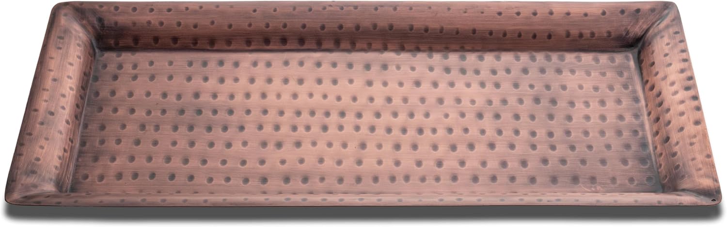 Monarch Abode Decorative Tray – 16-Inch Hand Hammered Antique Copper Metal Bathroom Tray Countertop, Vanity Trays Organizer, Perfume Plate for Dresser, Kitchen Countertop Large Fruit Platter