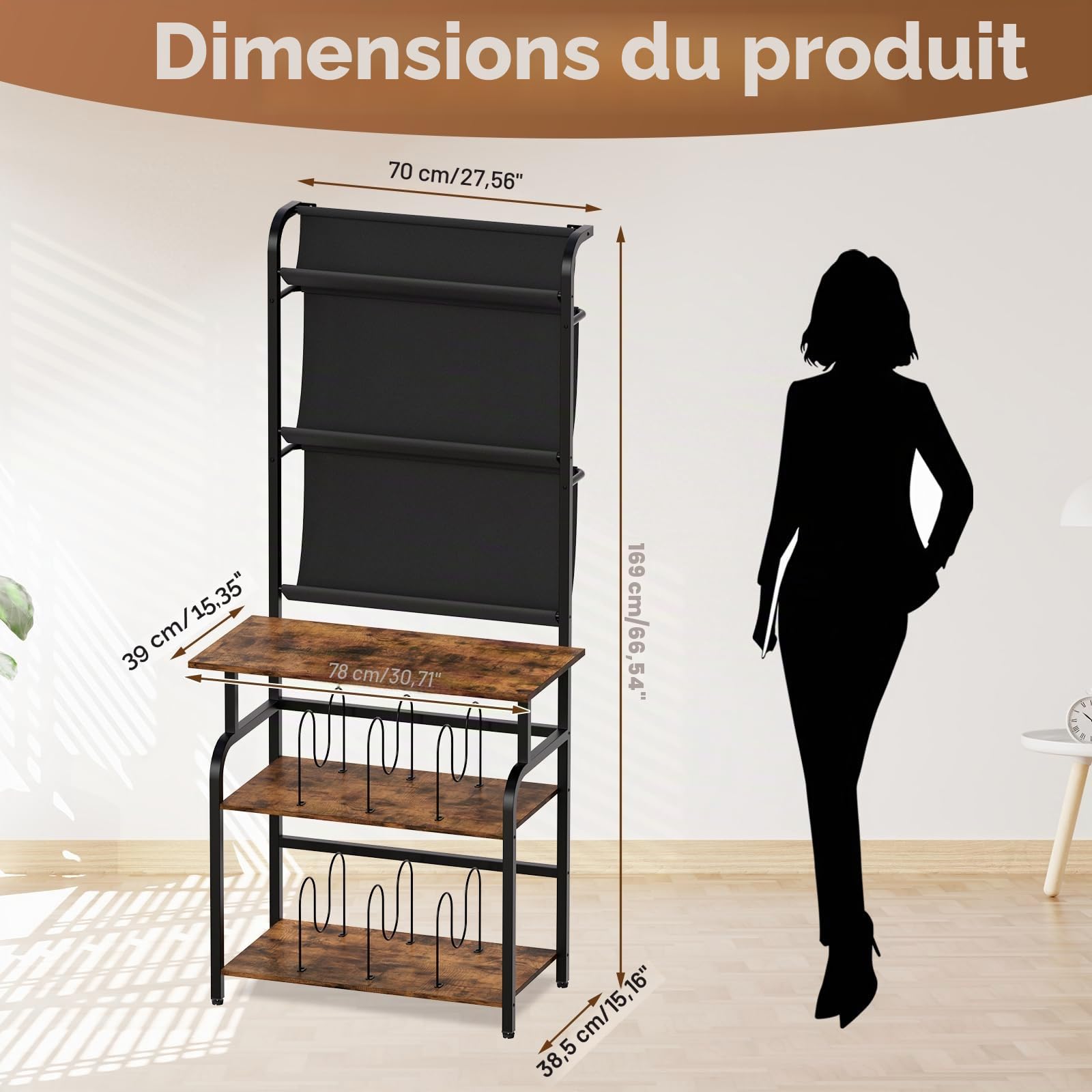 6 étages Platine Support Vinyle Rangement,Présentoir pour Disques Vinyles avec 3 étages rangement de disques vinyles,Armoire Table de Tourne,Tourne Disque Vinyle Stockage pour Salon,Studio,78x169x38cm